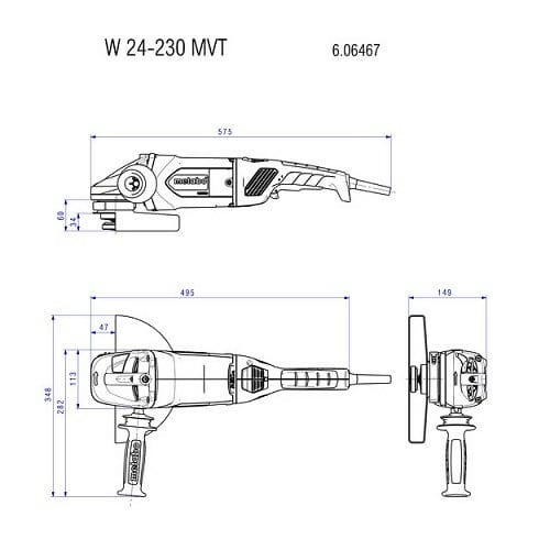 Metabo W 24-230 MVT Angle Grinder BDC Equipment & Rental 