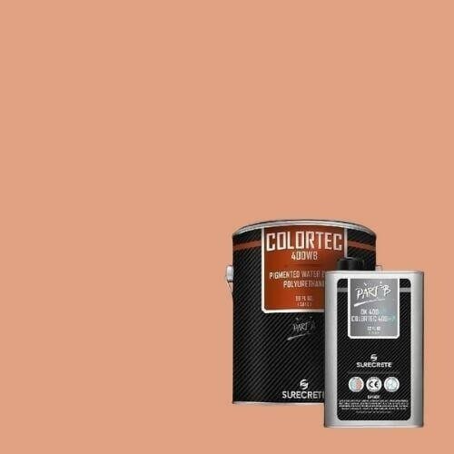 ColorTec 400WB Pigmented Concrete Polyurethane Floor Sealer - Water-based Surecrete 1 Gallon Kit Coral 