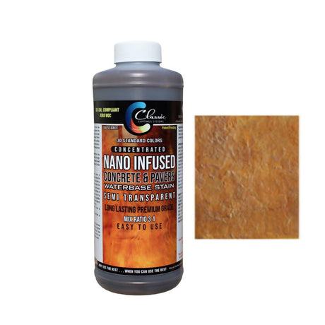 FX Nano Semi-Transparent Decorative Concrete Water-Based Stain - 1 Quart - Concentrate Classic Coatings Systems Terracotta 