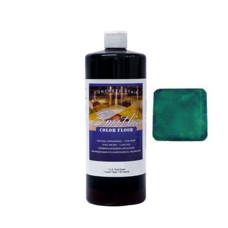 Smith's Color Floor - Water-based Stain for Concrete (Concentrate) Smith Paints Quart Deep Aqua Green 