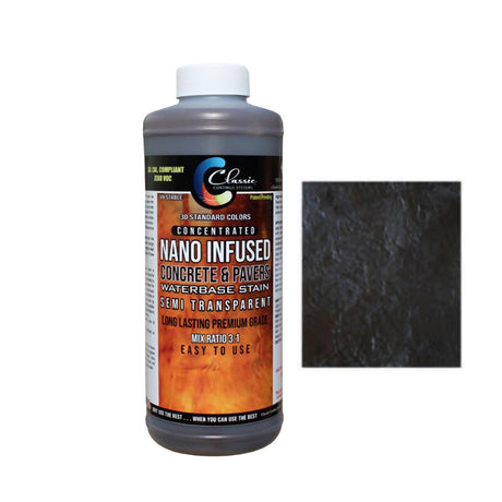 FX Nano Semi-Transparent Decorative Concrete Water-Based Stain - 1 Quart - Concentrate Classic Coatings Systems Black 