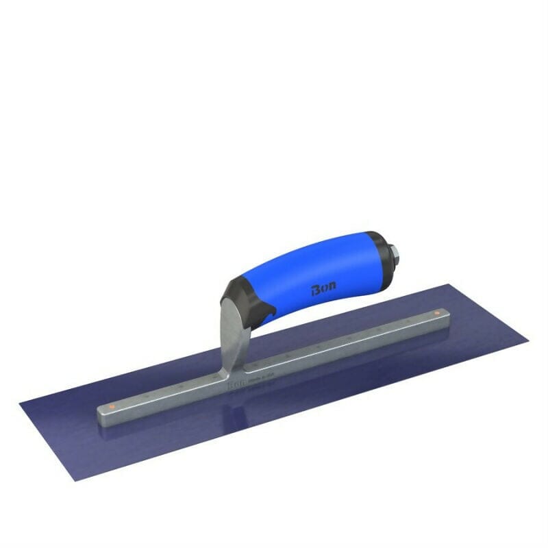 Blue Steel Finishing Trowel - Square End - Comfort Wave Handle Bon Tool 14" x 4" 