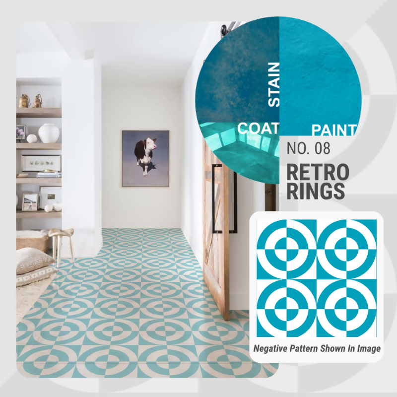 Retro Rings Pattern - Adhesive-Backed Stencil