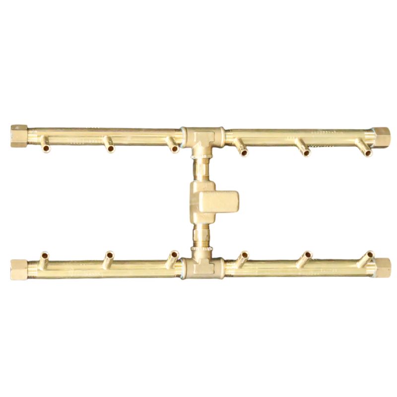 120K BTU 17.625" x 7.5" H-Style Brass Burner for Firepits Warming Trends 