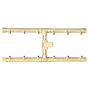 120K BTU 17.625" x 7.5" H-Style Brass Burner for Firepits Warming Trends 