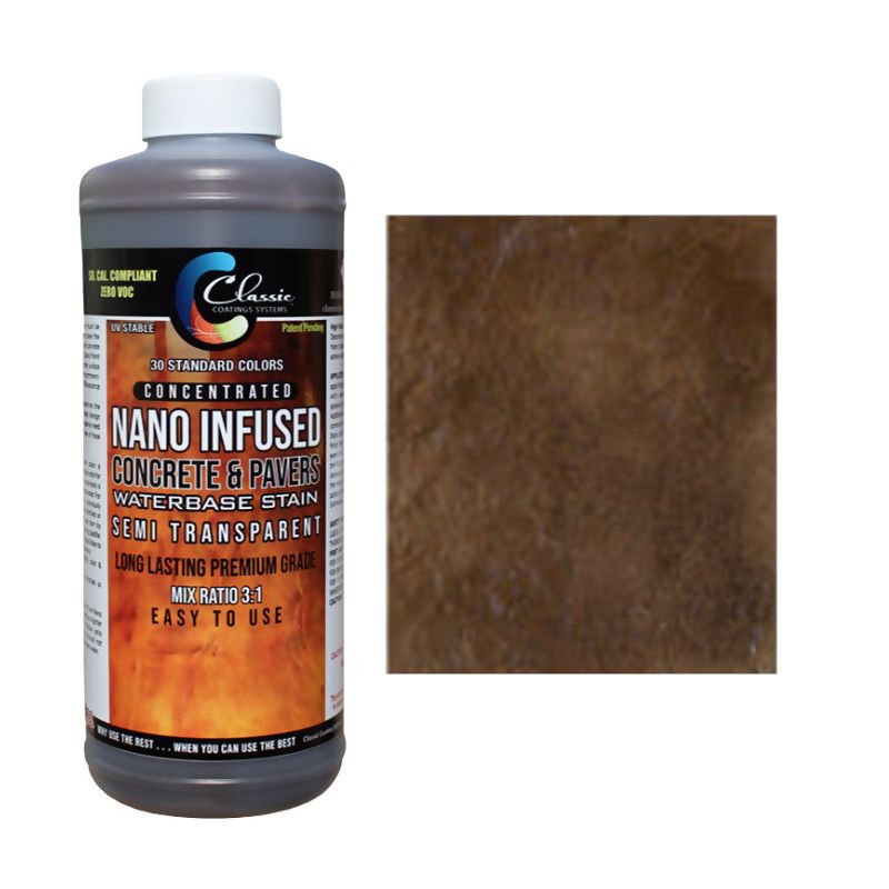 Classic Nano Infused Semi-Transparent Decorative Concrete Water-Based Stain - 1 Quart - Concentrate Classic Coatings Systems Driftwood 