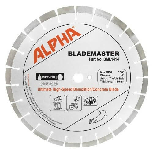 BladeMaster - Ultimate High-Speed Diamond Blade for Demolition/Concrete Alpha Professional Tools 