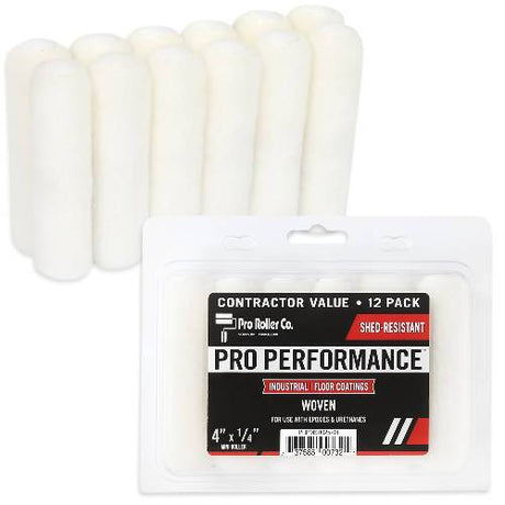 Pro Performance™ Mini Roller - Woven, Shed-Resistant - Contractor 12-Pack Pro Roller Co. 4" 1/4" Nap 