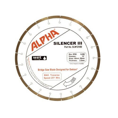 Silencer III Blade for Dekton - Premium Bridge Saw Blade Alpha Professional Tools 12" 