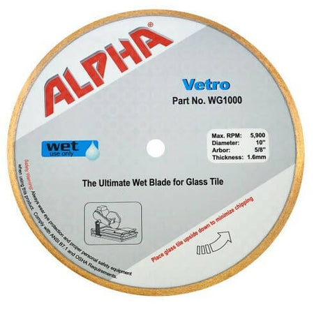 Alpha Vetro Blade - The Ultimate Wet Blade for Glass Tile Alpha Professional Tools 10" 