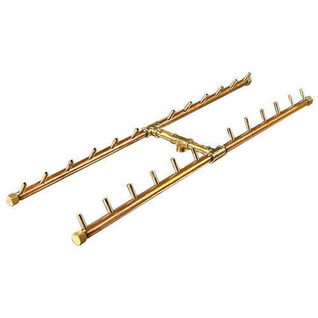 300K BTU 42" x 14" H-Style Brass Burner for Firepits Warming Trends 