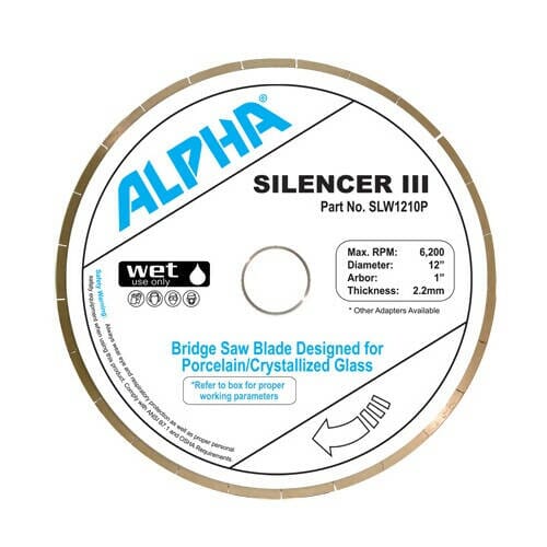 Silencer III Blade for Porcelain - Premium Bridge Saw Blade Alpha Professional Tools 12" 