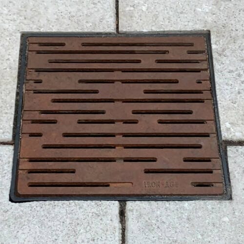 12" x 12" Rain Catch Basin Grate (Heel Proof) Iron Age Designs 