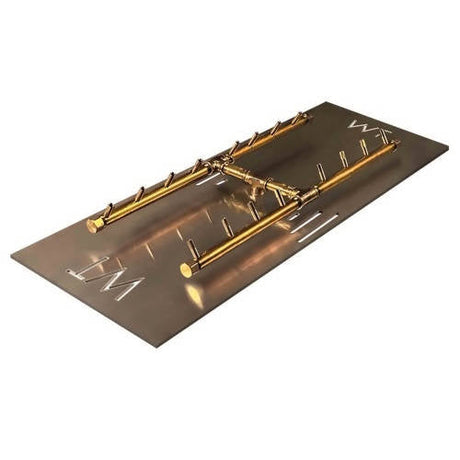 160K BTU 24" x 9" H-Style Brass Burner for Firepits Warming Trends Natural Gas No 34” x 17” Rectangular Plate