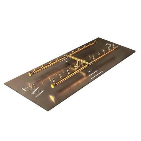 200K BTU 30" x 9" H-Style Brass Burner for Firepits Warming Trends Natural Gas No 30" x 17" Rectangular Plate