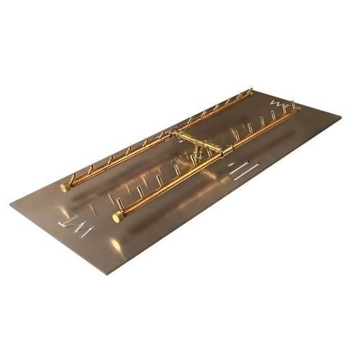 240K BTU 36" x 9" H-Style Brass Burner for Firepits Warming Trends Natural Gas No 36” x 9” Rectangular Plate