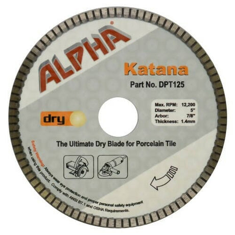 Alpha Katana Dry Cutting Diamond Blades Alpha Professional Tools 5" 