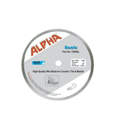 Alpha Sonic Blade - High-Quality Wet Cutting Blade for Tile Alpha Professional Tools 8" 