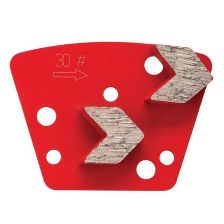 Trapezoid Bolt On Diamond Tooling - Double Arrow Segments - 30/40 Grit Syntec Diamond Tools Medium Bond (Red) Left Hand 