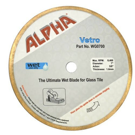 Alpha Vetro Blade - The Ultimate Wet Blade for Glass Tile Alpha Professional Tools 7" 