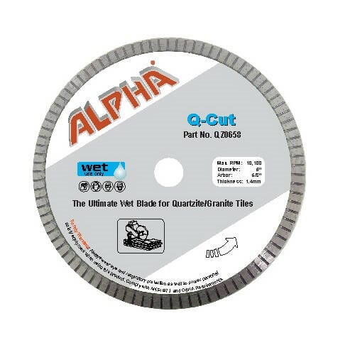 Q-Cut Ultimate Wet Blade for Hard Tiles Alpha Professional Tools 6" 