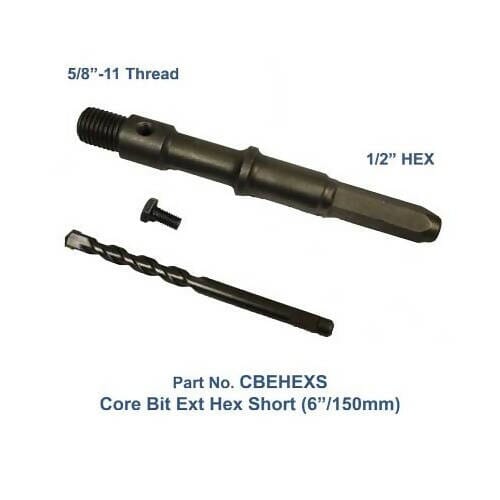 Core Bit Extenders Alpha Professional Tools 6" (150mm) - 1/2" Hex Shank Short 