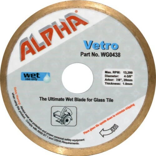Alpha Vetro Blade - The Ultimate Wet Blade for Glass Tile Alpha Professional Tools 4-3/8" 