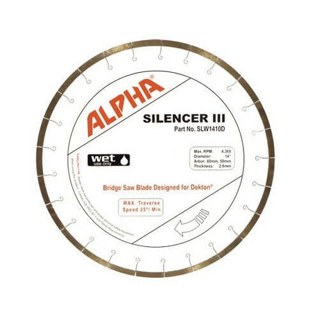 Silencer III Blade for Dekton - Premium Bridge Saw Blade Alpha Professional Tools 14" 