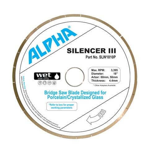 Silencer III Blade for Porcelain - Premium Bridge Saw Blade Alpha Professional Tools 18" 