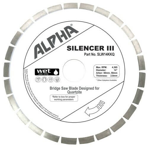 Silencer III Blade for Quartzite - Premium Bridge Saw Blade Alpha Professional Tools 14" 
