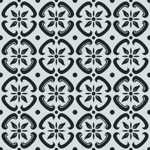 Talavera Floral Tile Pattern - Adhesive-Backed Stencil supplies FloorMaps Inc. Positive 