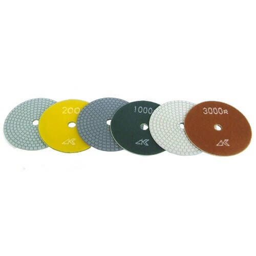 Ceramica Dry Polishing Pads - For Dry Polishing for Natural Stones - 4" Alpha Professional Tools Full Kit - 1 of Each Grit 