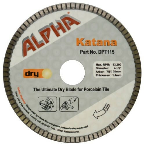 Alpha Katana Dry Cutting Diamond Blades Alpha Professional Tools 4.5" 