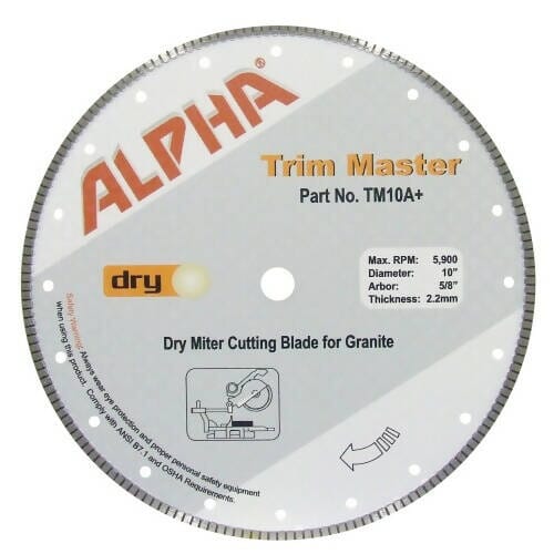 Trim Master Dry Blade for Miter Saws Alpha Professional Tools 10" 