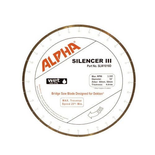 Silencer III Blade for Dekton - Premium Bridge Saw Blade Alpha Professional Tools 18" 